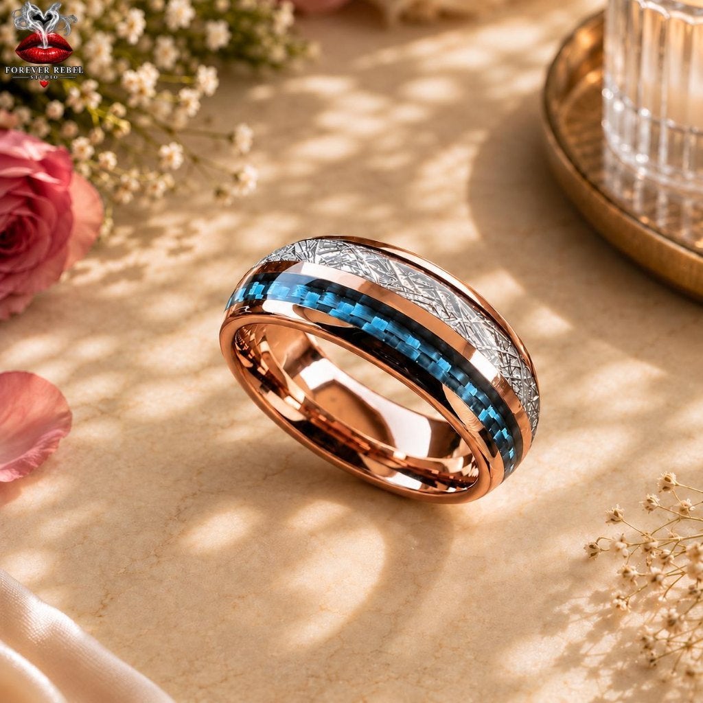 Wolfraam Trouwringen - Tavian Bluecrest Rose - Diverse Maten, Handtassen en Accessoires, Overige materialen, Nieuw, Dame of Heer