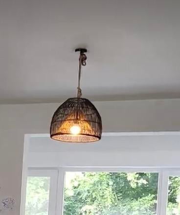 Rotan lampenkamp, Huis en Inrichting, Lampen | Hanglampen, Ophalen, Zo goed als nieuw