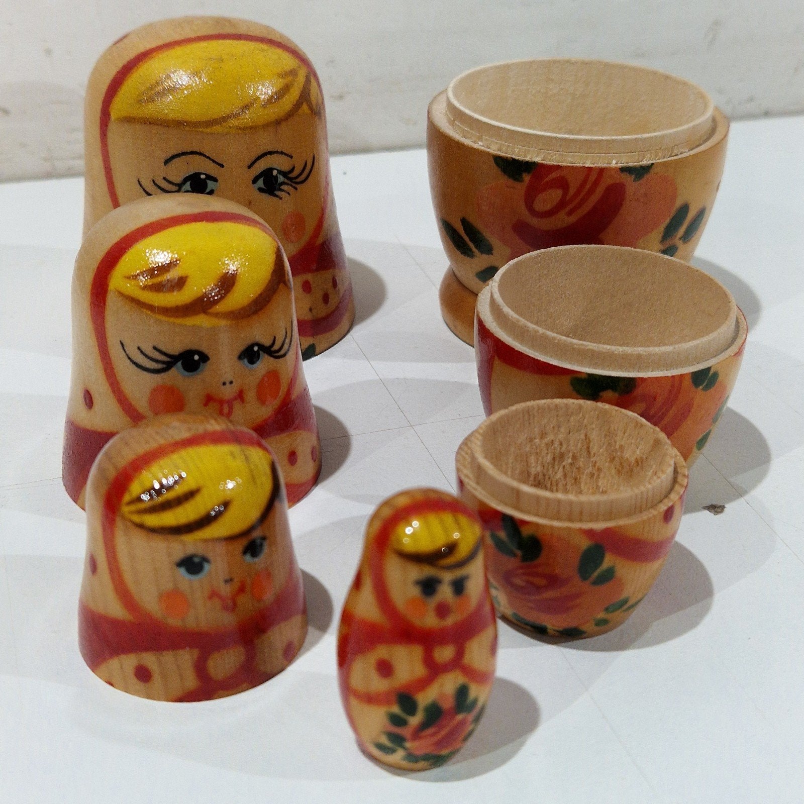 4 originele Russische Matroesjka poppetjes , babouchjka, Ophalen of Verzenden