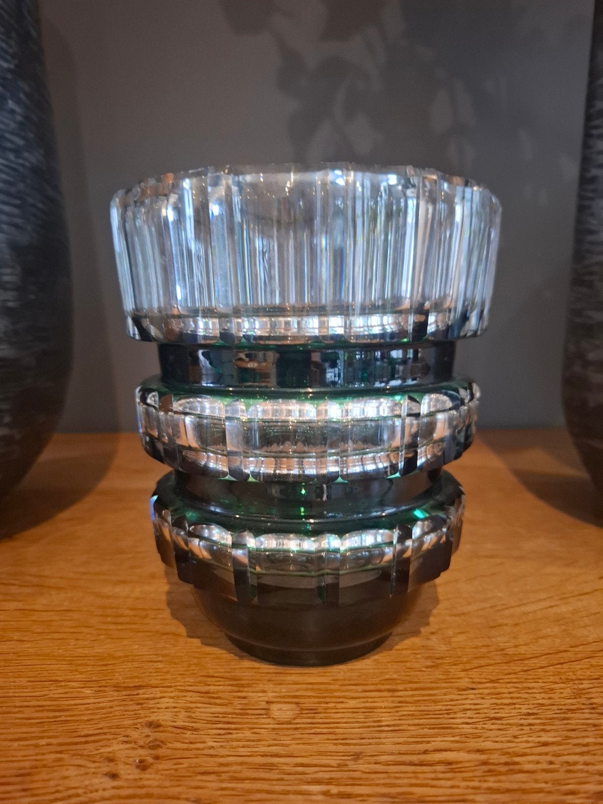Vase Cristal Val St Lambert doublé émeraude, Antiquités & Art, Enlèvement