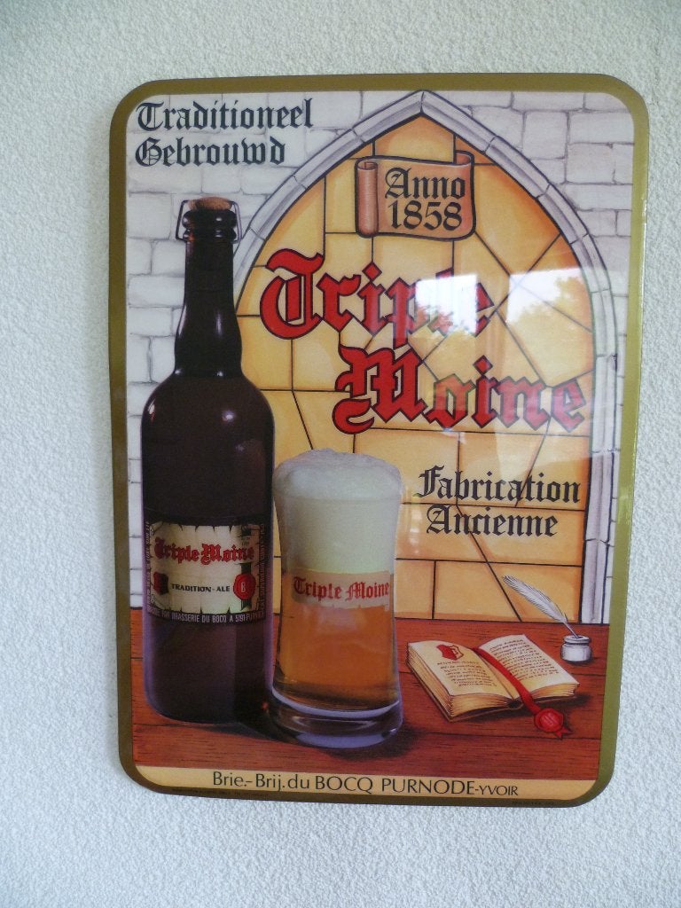 GLACOIDE RECLAME BORD"TRIPLE MOINE"UIT 1983, Enlèvement ou Envoi, Comme neuf, Panneau publicitaire