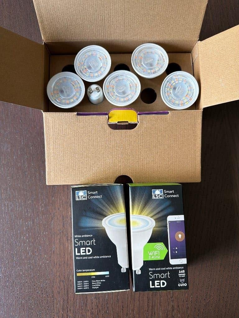 LSC GU10 WiFi led spots 5.5W (8x), Enlèvement ou Envoi, Spot encastrable ou Spot mural, Comme neuf, Synthétique