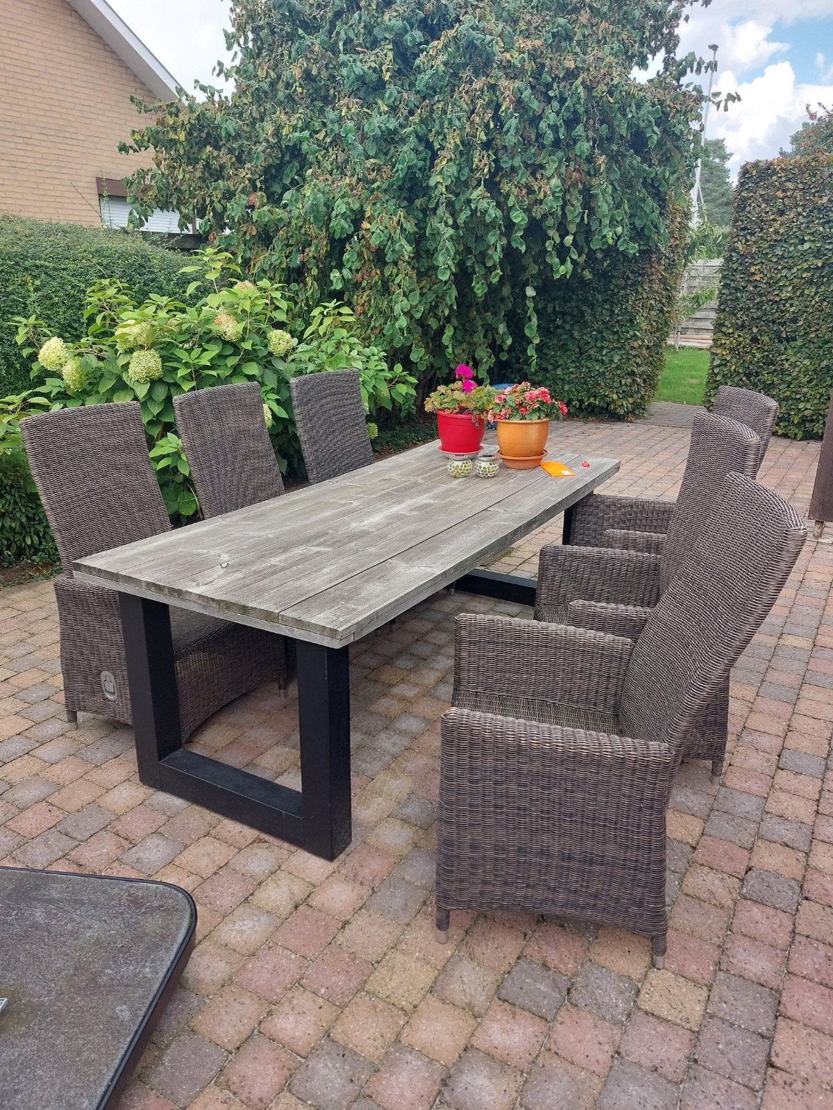 Tuinset tafel en 6 stoelen, Ophalen, Gebruikt, 6 zitplaatsen, Tuinset
