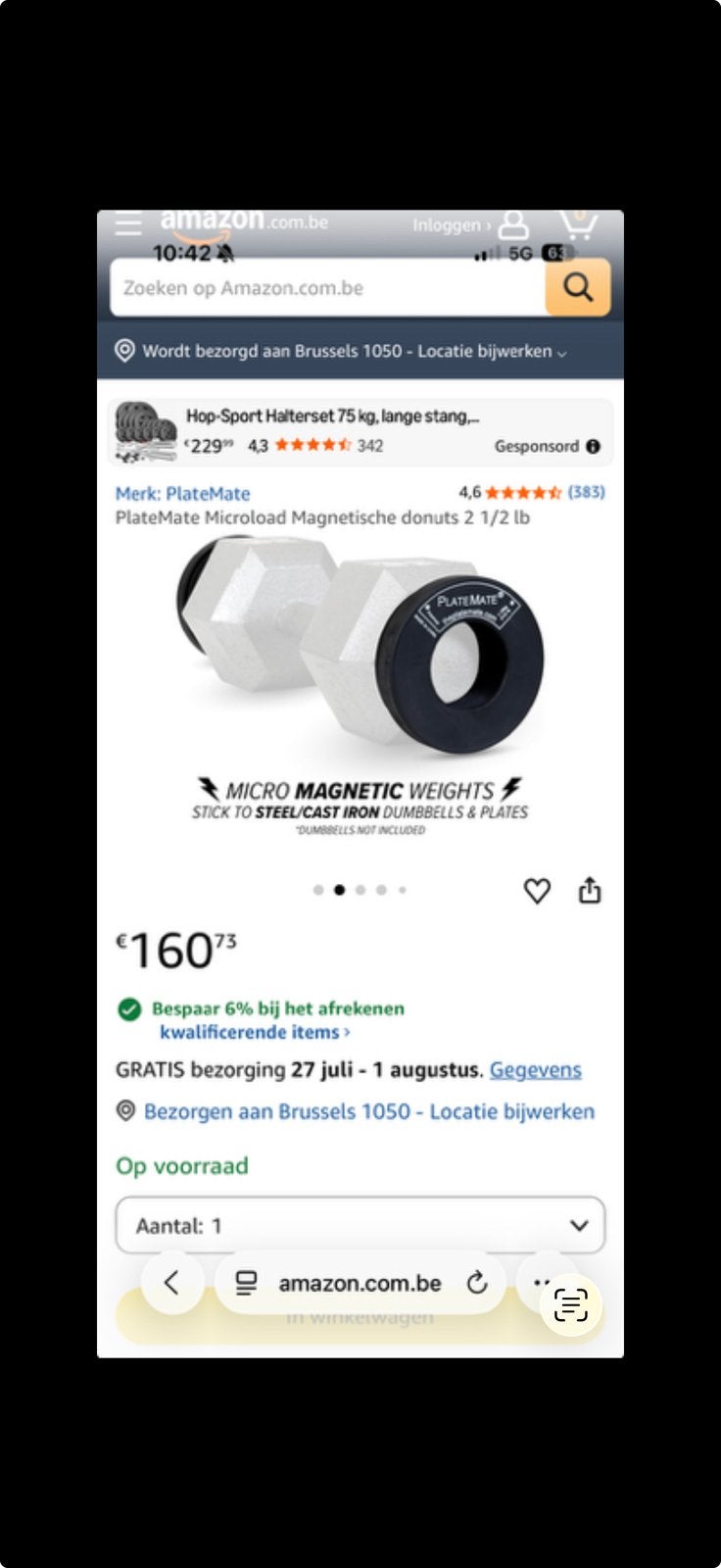 PlateMate magnetische rubberen gewichten, Sport en Fitness, Fitnessapparatuur, Ophalen, Gebruikt