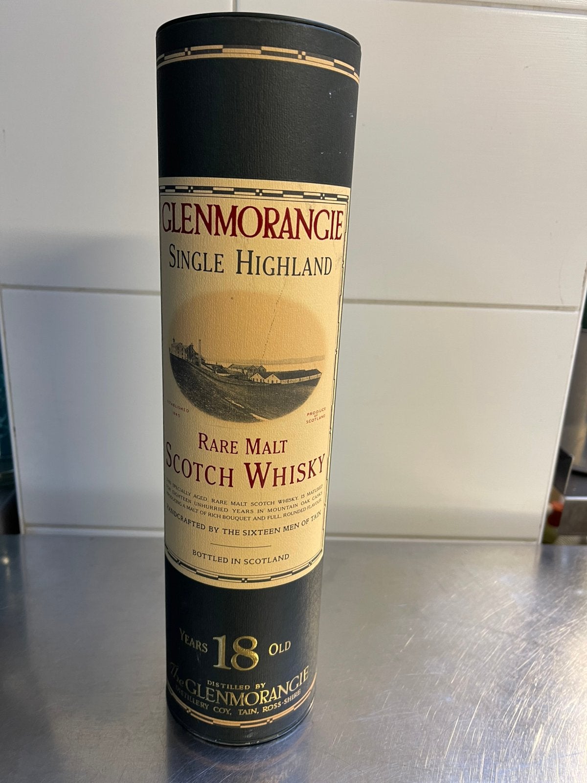 vintage Glenmorangie 18 years oude botteling met koker, Ophalen