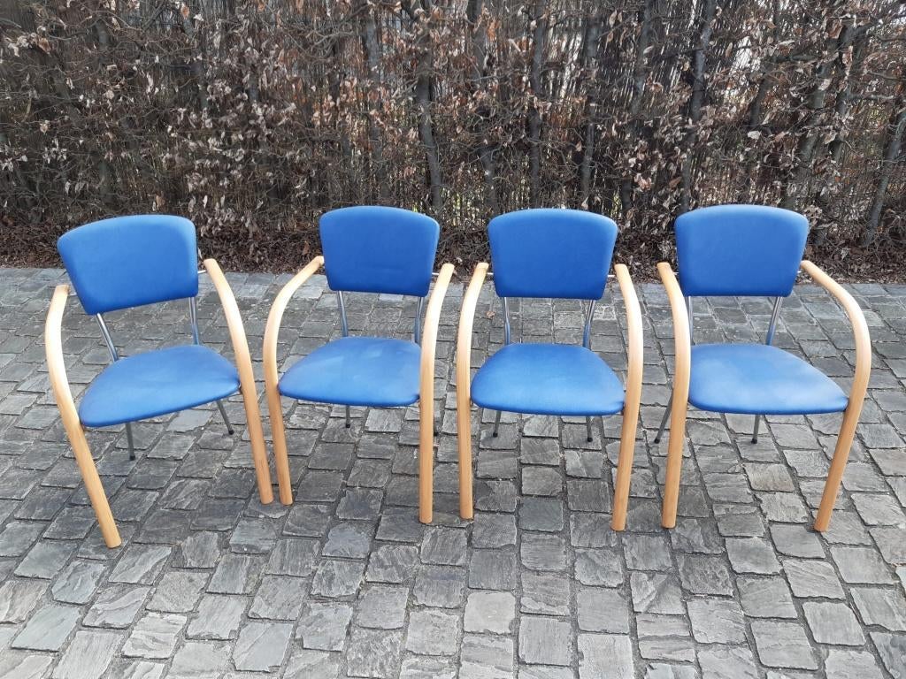 Vintage stoelen, Ophalen, Hout, Blauw, Jaren 80