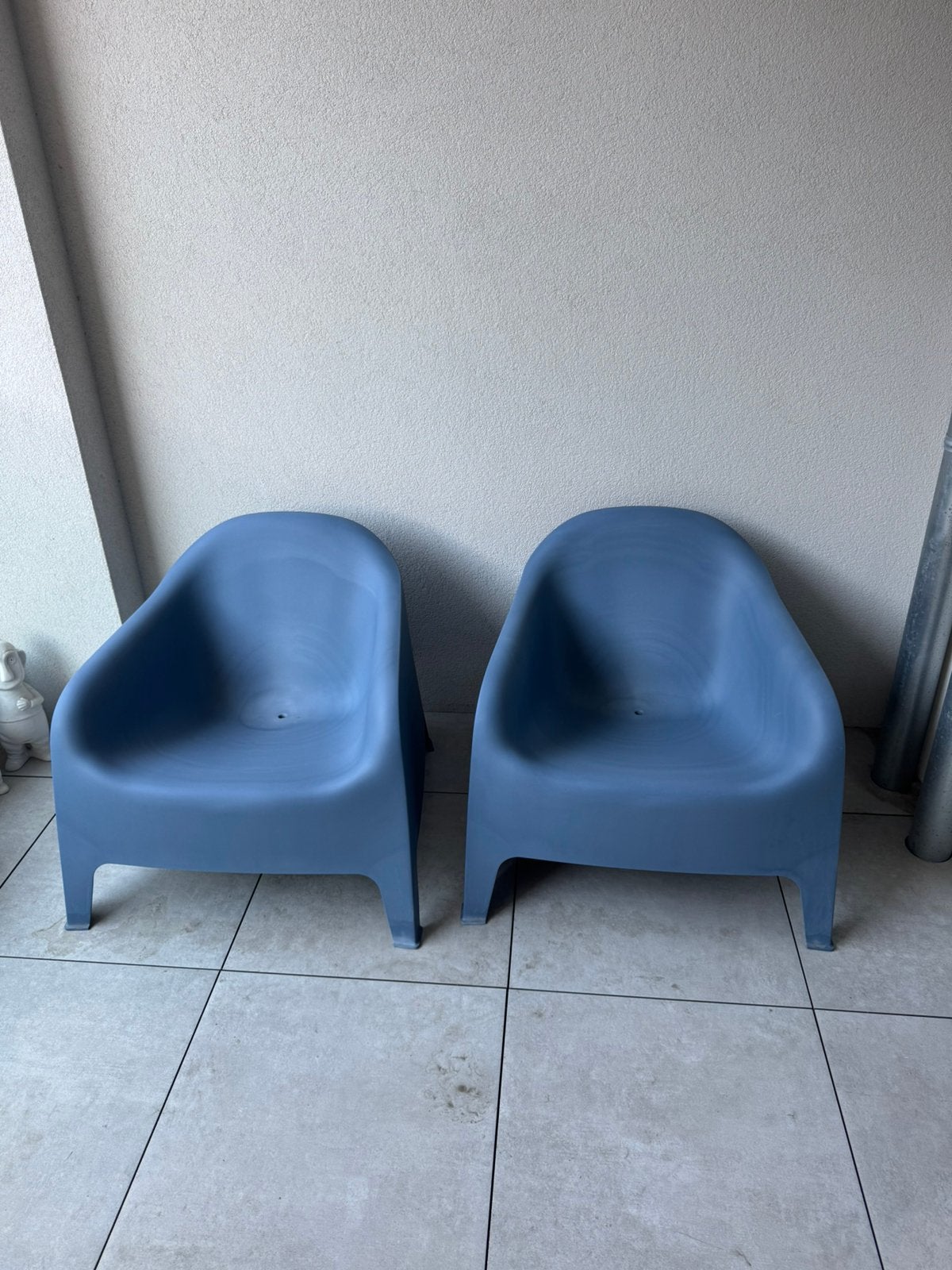 2x IKEA SKARPÖ tuinstoelen – blauw – stevig en stapelbaar, Enlèvement, Utilisé, Empilable