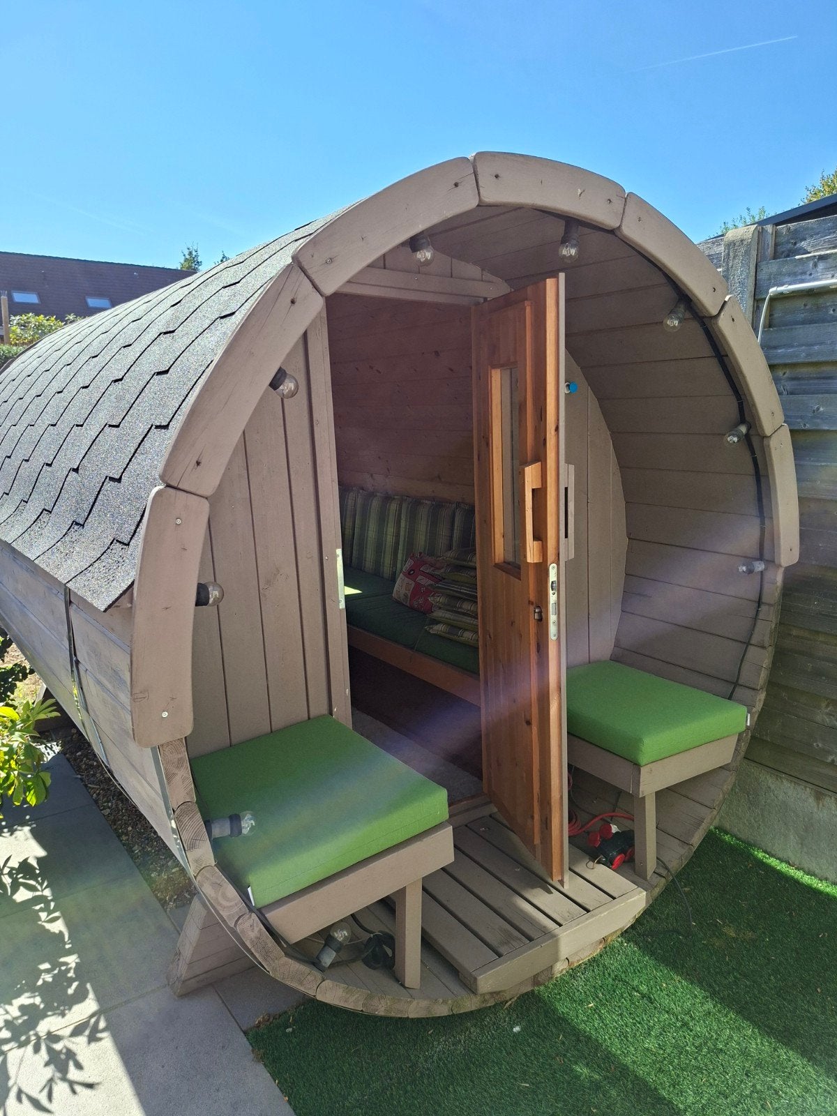 Saunaton, gebruikt als praktijkruimte, degelijke staat!, Jardin & Terrasse, Abris de jardin, Enlèvement, Bois