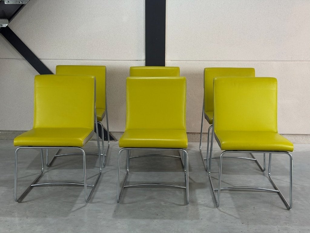 6 chaises de salle à manger Leolux Spring - état neuf, Maison & Meubles, Comme neuf, Enlèvement, Cinq, Six Chaises ou plus, Cuir