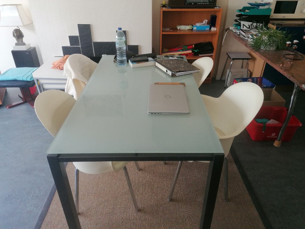 tafel + 4 stoelen, Ophalen, Gebruikt, 100 tot 150 cm, 50 tot 100 cm