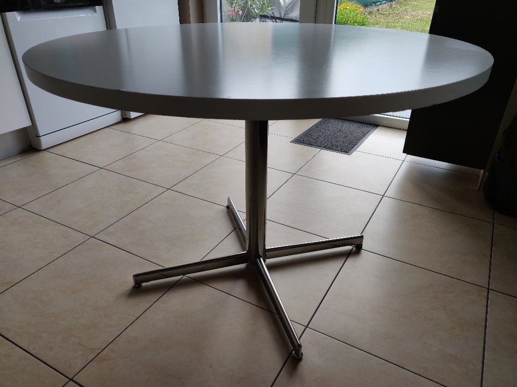 witte ronde tafel, Huis en Inrichting, Tafels | Eettafels, Ophalen, Gebruikt, Rond, 100 tot 150 cm