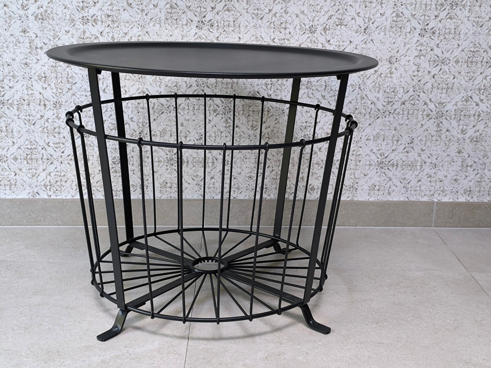 Ikea GUALOV Opbergtafel (Goede staat!), Gebruikt, Metaal of Aluminium, Rond, 55 tot 75 cm