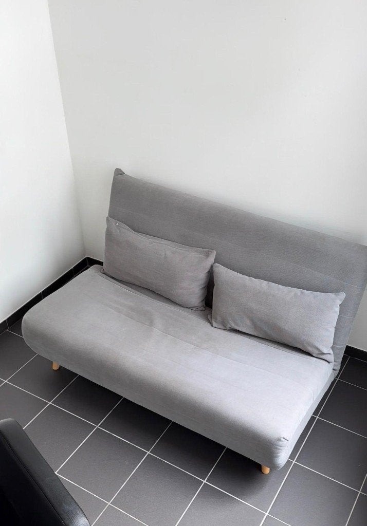 Zetel (Slaapbank) grijs, Ophalen, Gebruikt, 150 tot 200 cm, Tweepersoons