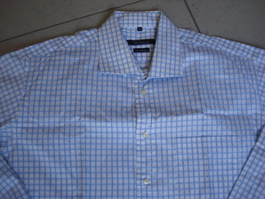 Mc Neal blauw/wit geruit hemd, heren. mt 44, Ophalen of Verzenden, Gedragen, Blauw, Mc Neal