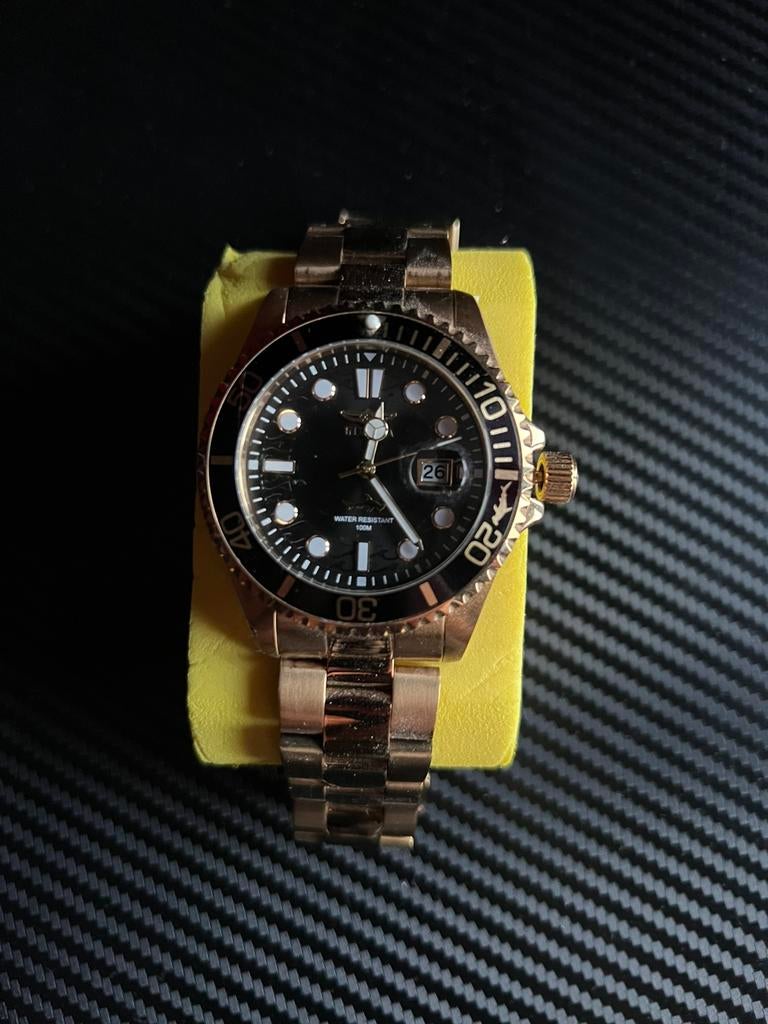 Invicta Pro Diver 30026 Heren Horloge - Goudkleurig, Handtassen en Accessoires, Horloges | Heren, Zo goed als nieuw, Polshorloge