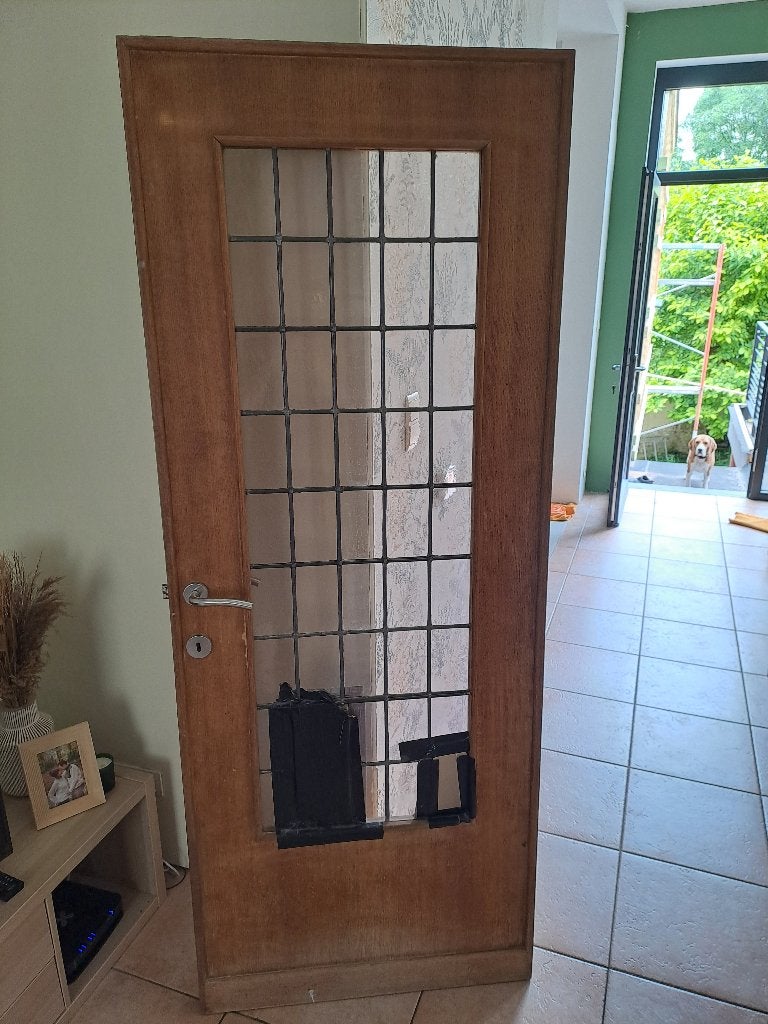 Porte Vitrée en bois + Chambranle, 75 à 150 cm, Enlèvement, Utilisé, Vitre comprise