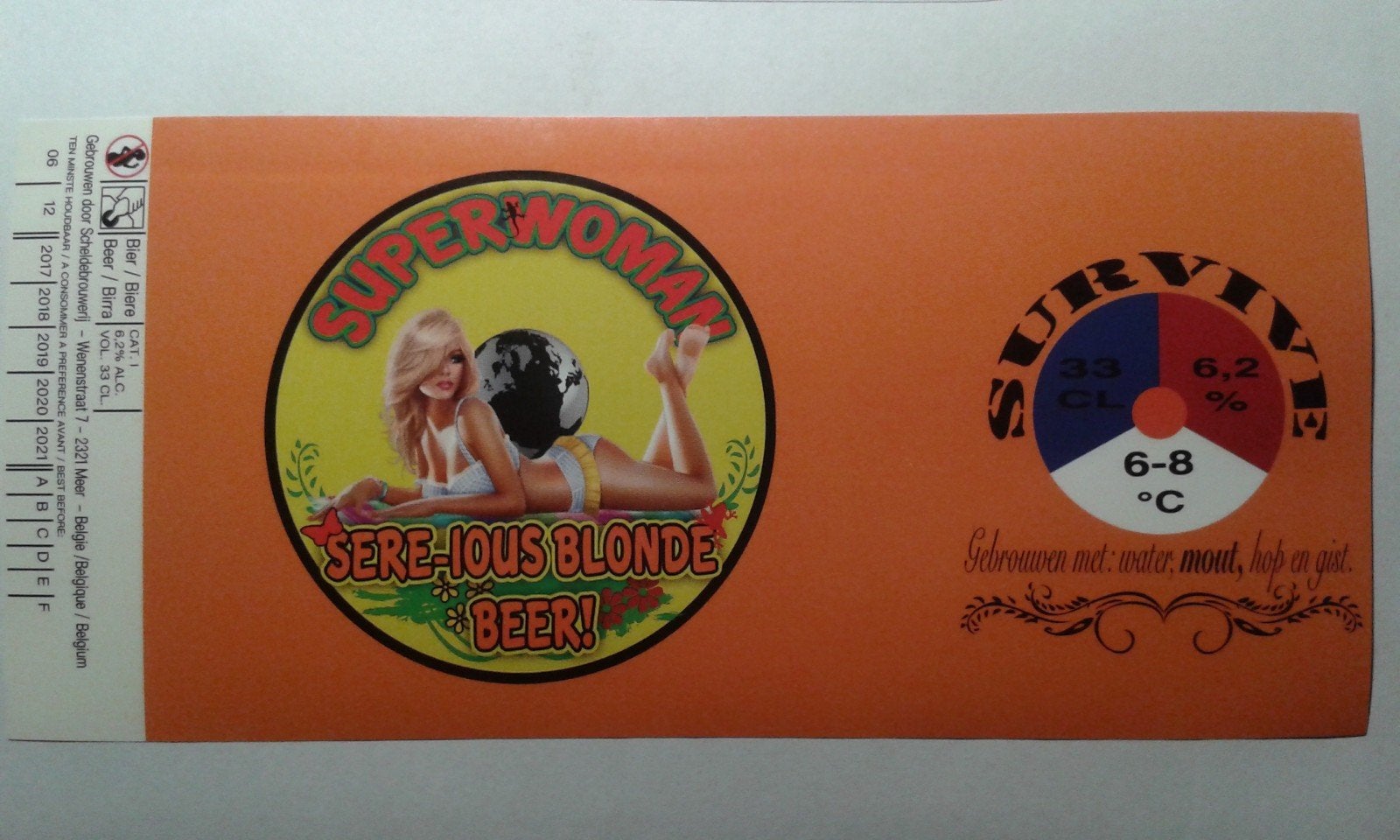 Étiquette de bière de la brasserie Scheldt : Superwomen, Enlèvement ou Envoi, Neuf, Autres marques