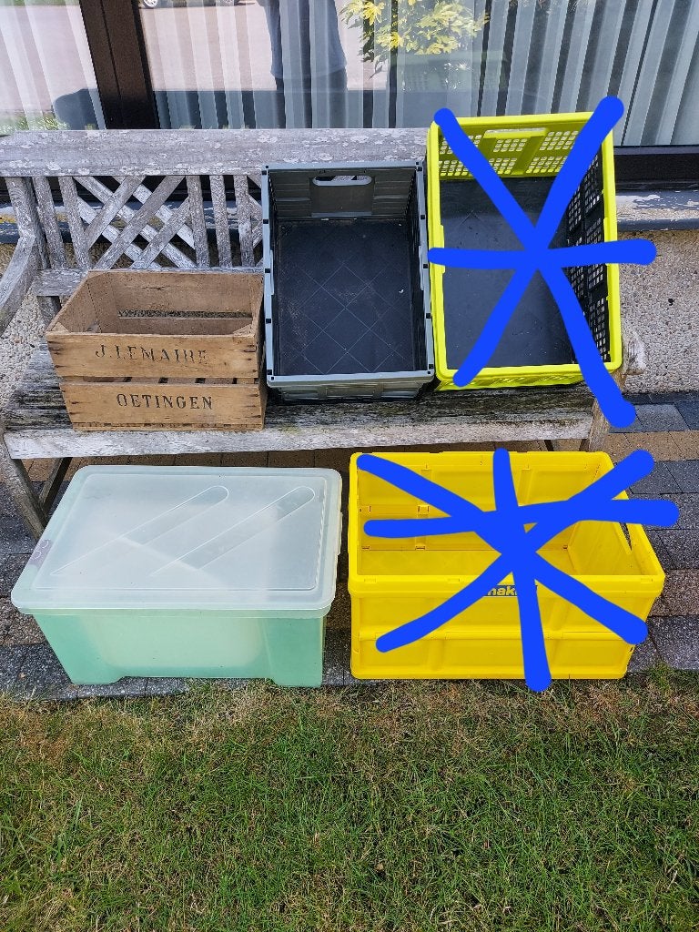 Houten bak, opplooibare plastiek bak, opbergbox, Ophalen of Verzenden