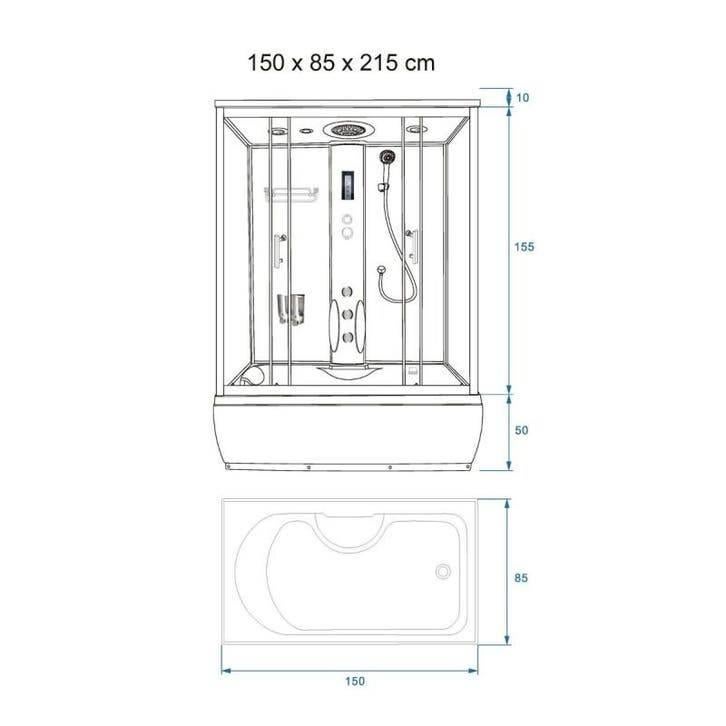 Canto Douchebad Combinatie 150x85 cm – Modern Design, Huis en Inrichting, Badkamer | Complete badkamers, Ophalen of Verzenden