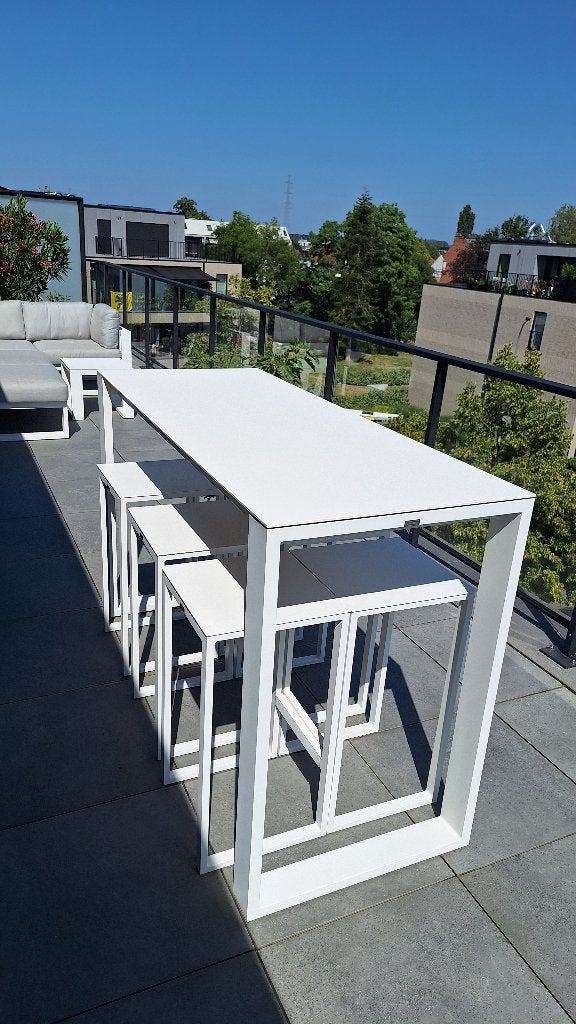 hoge tafel met 6 stoelen, Ophalen, 6 zitplaatsen, Aluminium, Zo goed als nieuw
