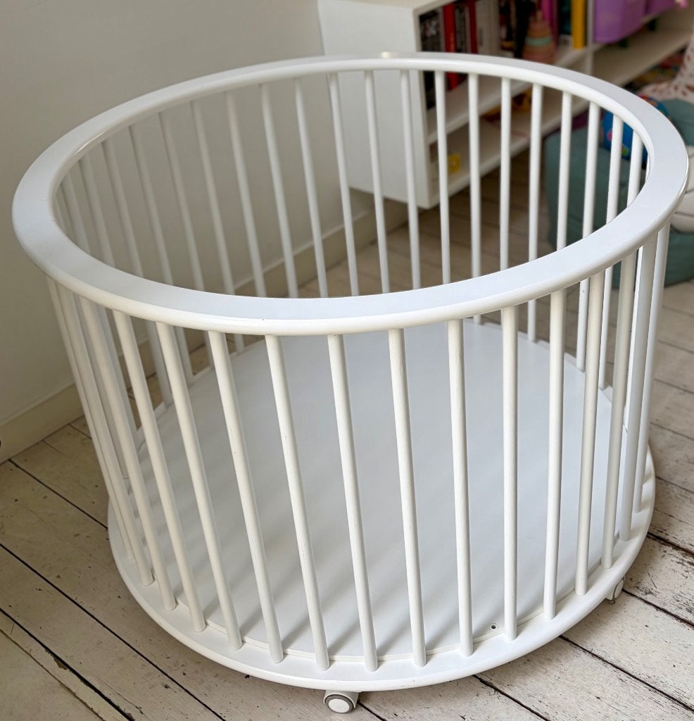 Bopita Rondo Box blanche avec matelas et housses, Enlèvement, Comme neuf, Rond, Roulettes