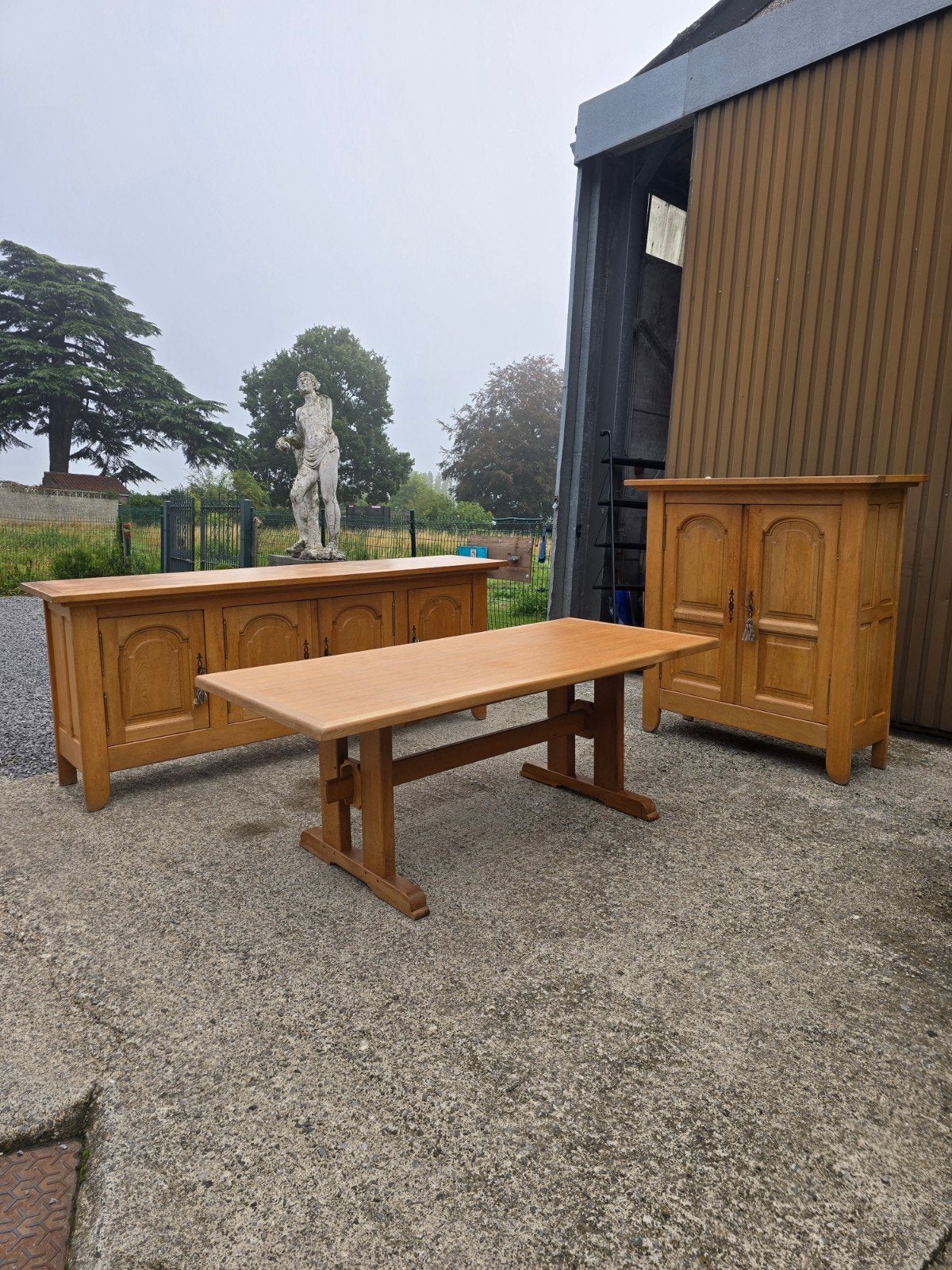 Eetkamermeubilair, dressoir, tafel, eikenhouten riem, Antiek en Kunst, Ophalen of Verzenden