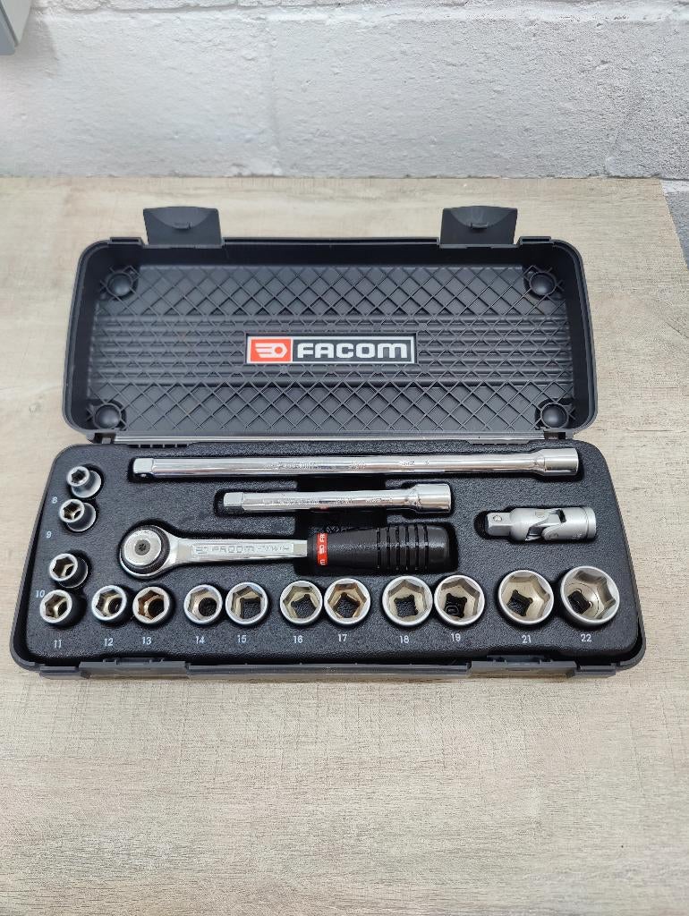 Facom Dopsleutelset 3/8" – 18-delig, Ophalen of Verzenden, Gebruikt