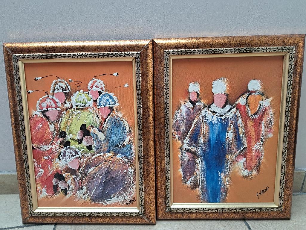 2 moderne schilderijen, Antiek en Kunst, Kunst | Schilderijen | Modern, Ophalen of Verzenden