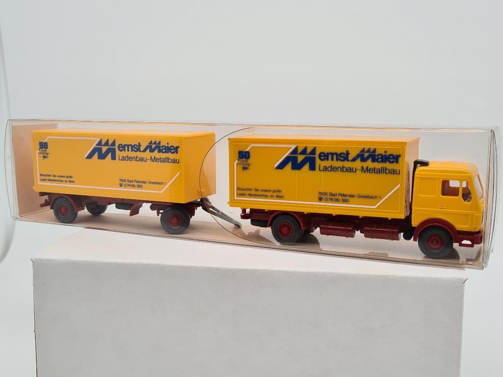 Camion combiné Mercedes Ernst Maier - Wiking 1/87, Hobby & Loisirs créatifs, Voitures miniatures | 1:87, Envoi, Comme neuf, Bus ou Camion