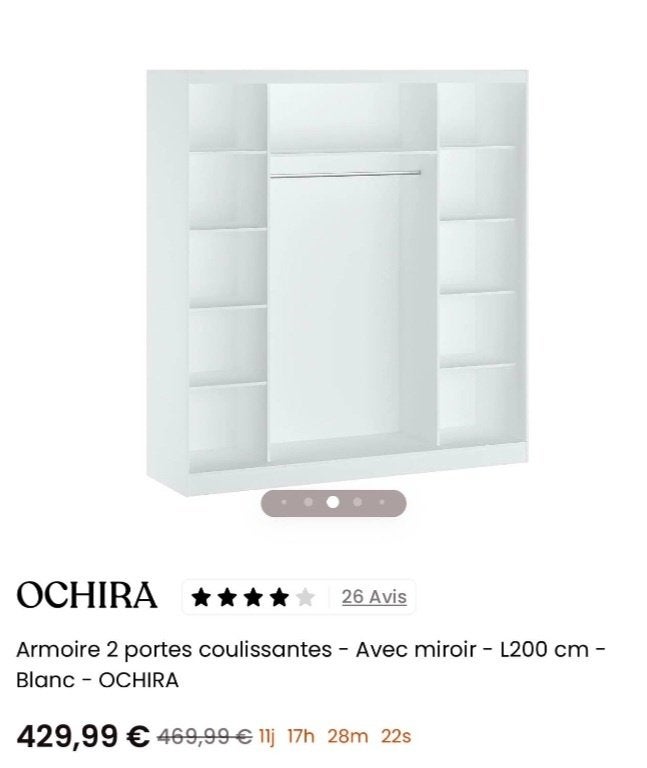 Garde robe armoire 2 portes coulissantes, Neuf, 150 à 200 cm, Enlèvement, 50 à 75 cm