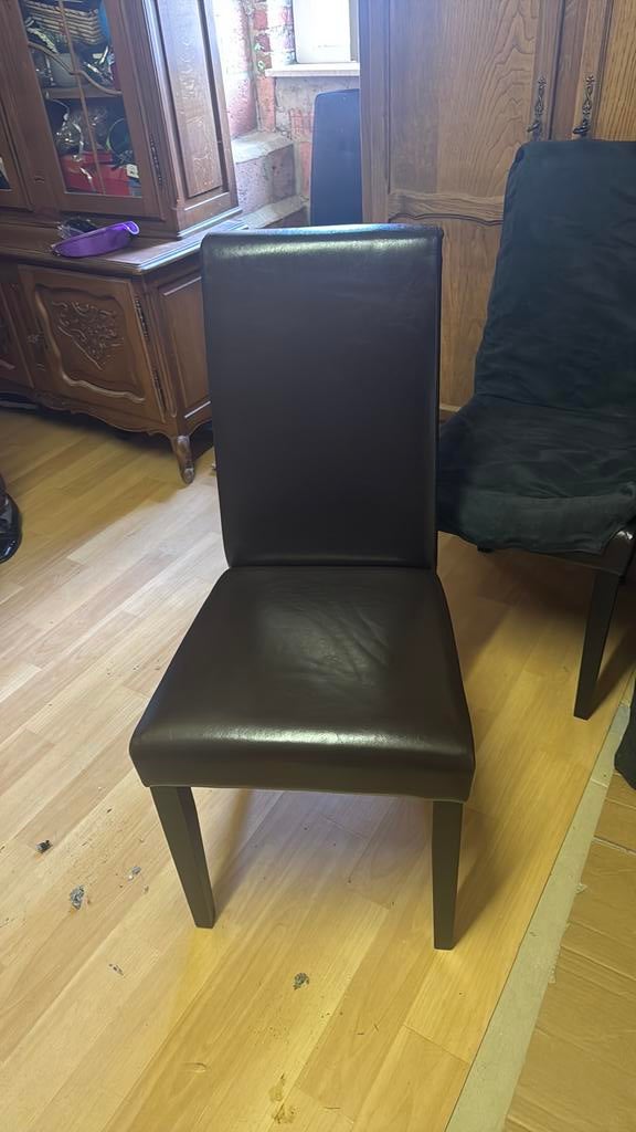 Eetkamerstoelen leer, Huis en Inrichting, Stoelen, Ophalen, Bruin, Leer, Zo goed als nieuw