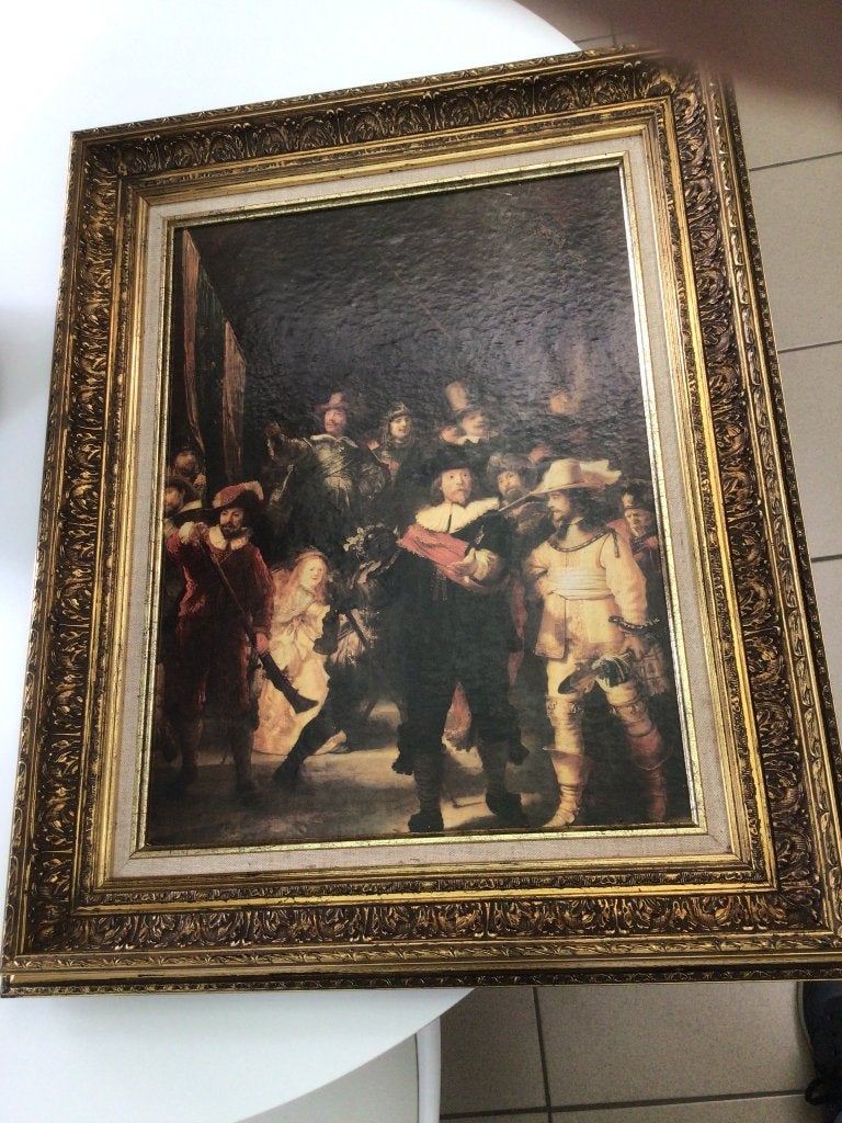 Reproductie van de nachtwacht, Antiquités & Art, Art | Peinture | Classique, Enlèvement, Impression, Portrait ou Personnes, Panneau