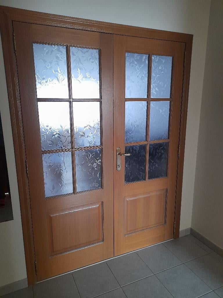 Dubbele binnendeur eik met glas, Enlèvement, Utilisé