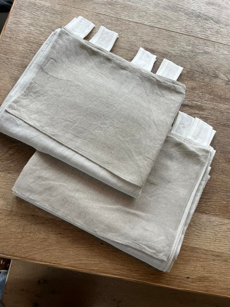 Paire de rideaux voile en lin, Crème, Comme neuf, 100 à 150 cm, Enlèvement