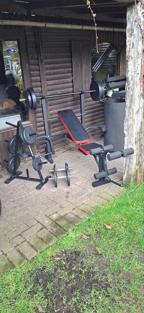 Fitnessbank + gewichten, Ophalen, Gebruikt, Benen, Fitnessbank