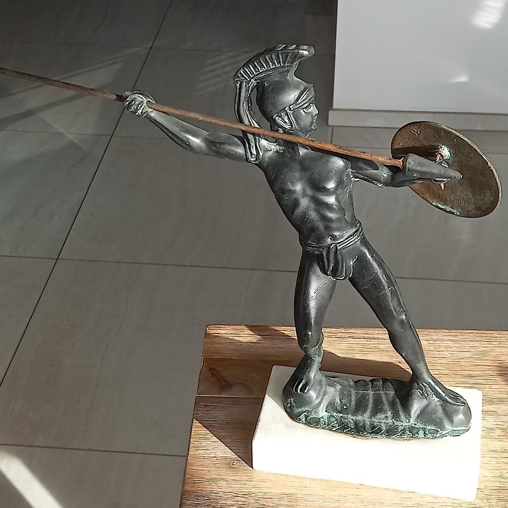 vintage beeld van Griekse held Achilles, Gepatineerd, Ophalen of Verzenden, Beeld, Man