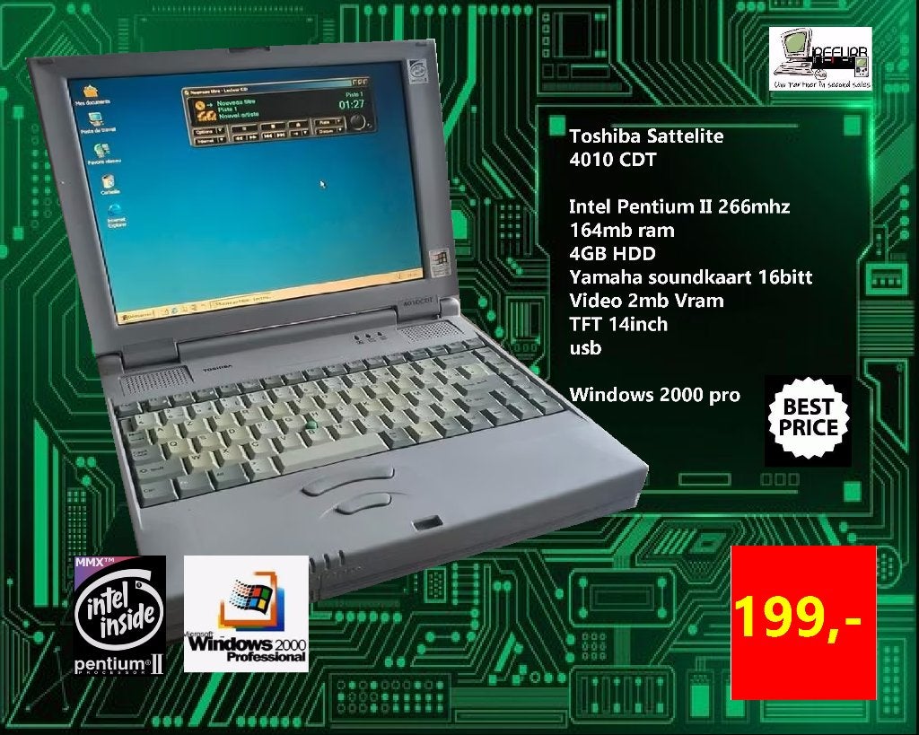 Toshiba sattelite 4010CDT MMX win2000 pro, Enlèvement
