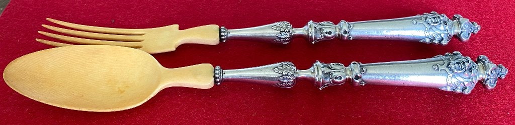 Couverts de Service Art Nouveau en Argent Massif et Os, Enlèvement ou Envoi
