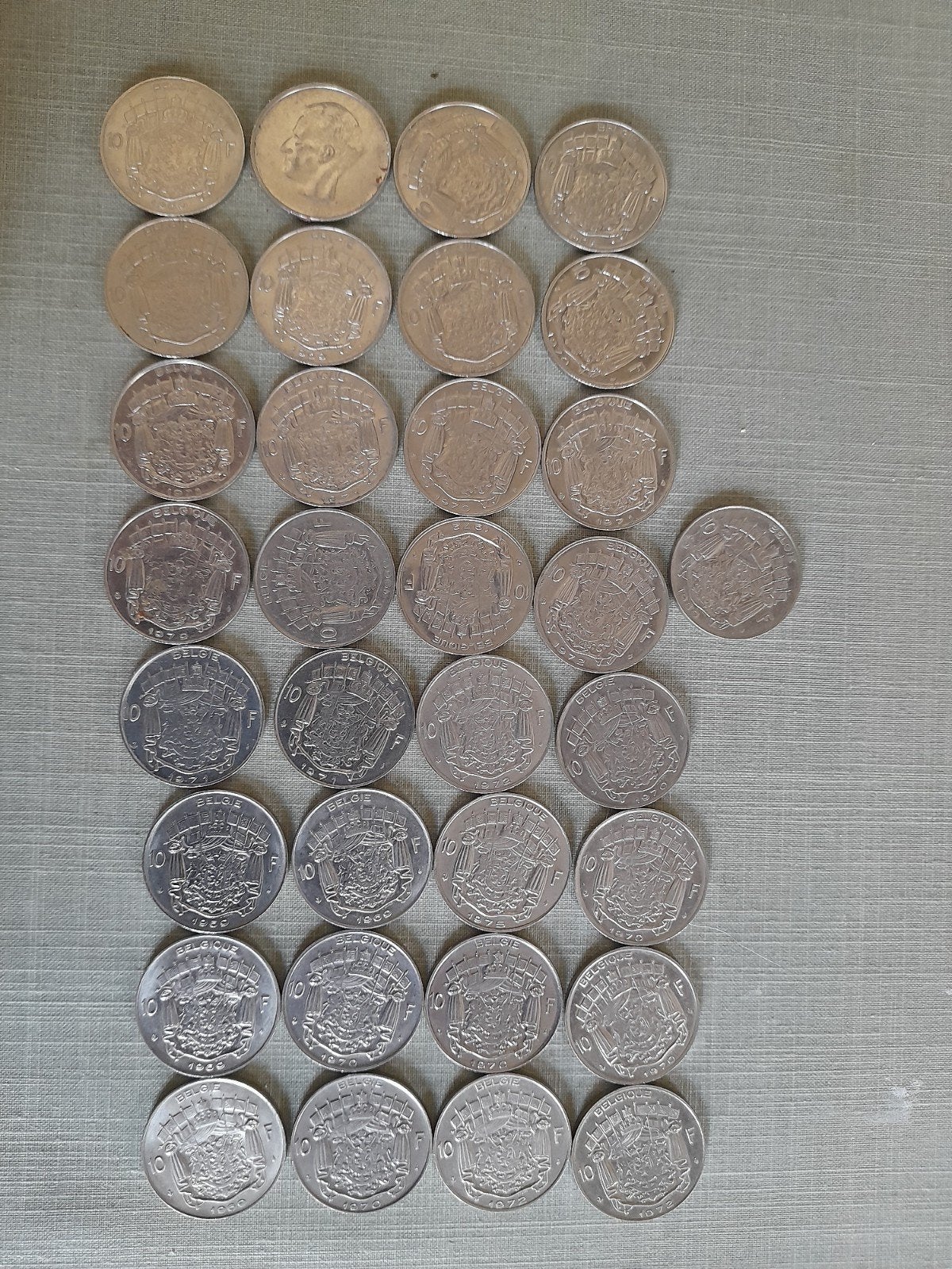 33 pièces de 10 francs belges de 1969 à 1979, Enlèvement ou Envoi, Monnaie