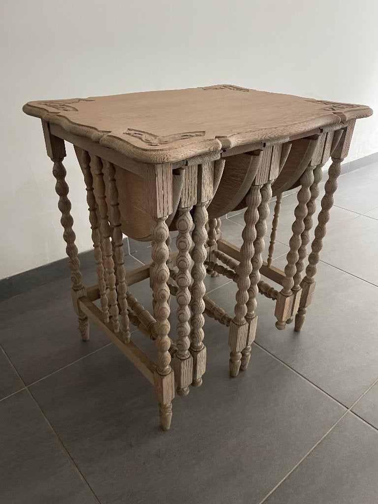 Antieke eiken kaarttafel met bijzettafels, Antiek en Kunst, Ophalen