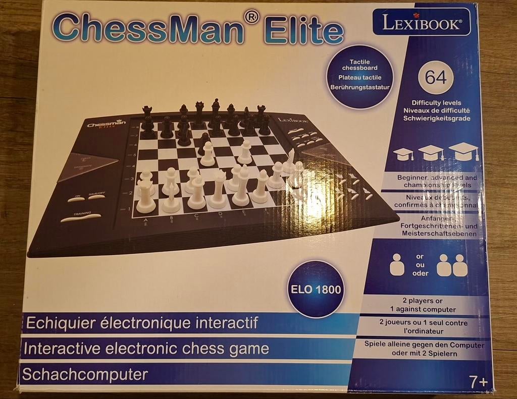 Jeu d'échecs électronique ChessMan Elite terminé et testé., 1 ou 2 joueurs, Enlèvement ou Envoi, Comme neuf, Lexibook