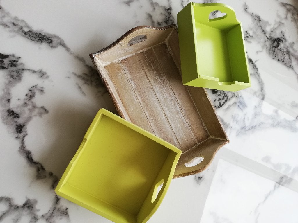 Dienbladen  3 stuks, Huis en Inrichting, Woonaccessoires | Dienbladen, Met opstaande rand, Ophalen of Verzenden, Zo goed als nieuw