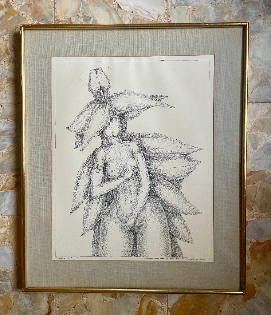 Hubert MINNEBO (1940) - grote tekening, Antiquités & Art, Art | Dessins & Photographie, Enlèvement ou Envoi, Dessin, Dessin à la plume