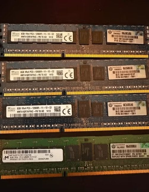 6x HPE SmartMemory 8GB DDR3 ECC 647651-081, Gebruikt, Server, 8 GB, DDR3