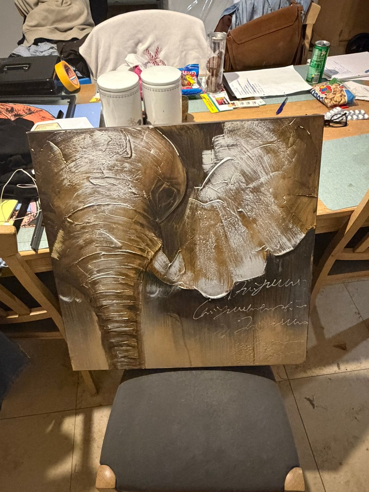 Olifant op canvas, Antiquités & Art, Art | Dessins & Photographie, Enlèvement
