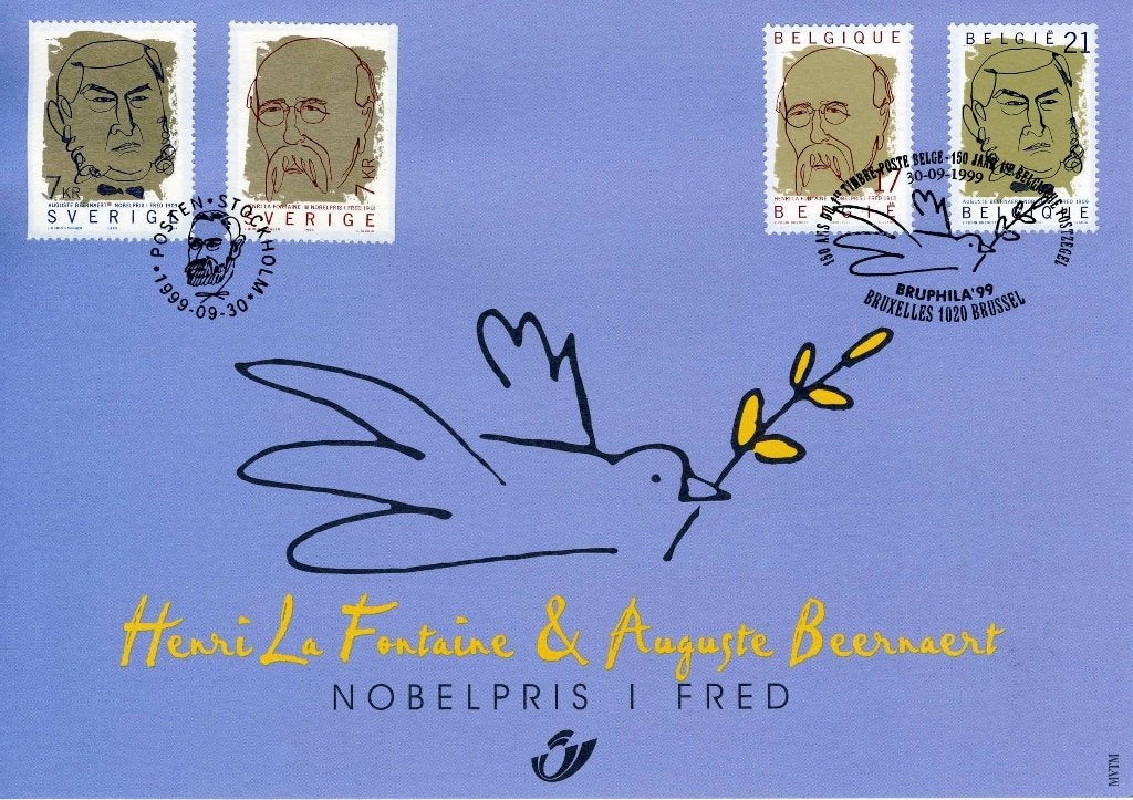 (B) Henri La Fontaine et Auguste Beernaert 2838HK - 1999, Envoi