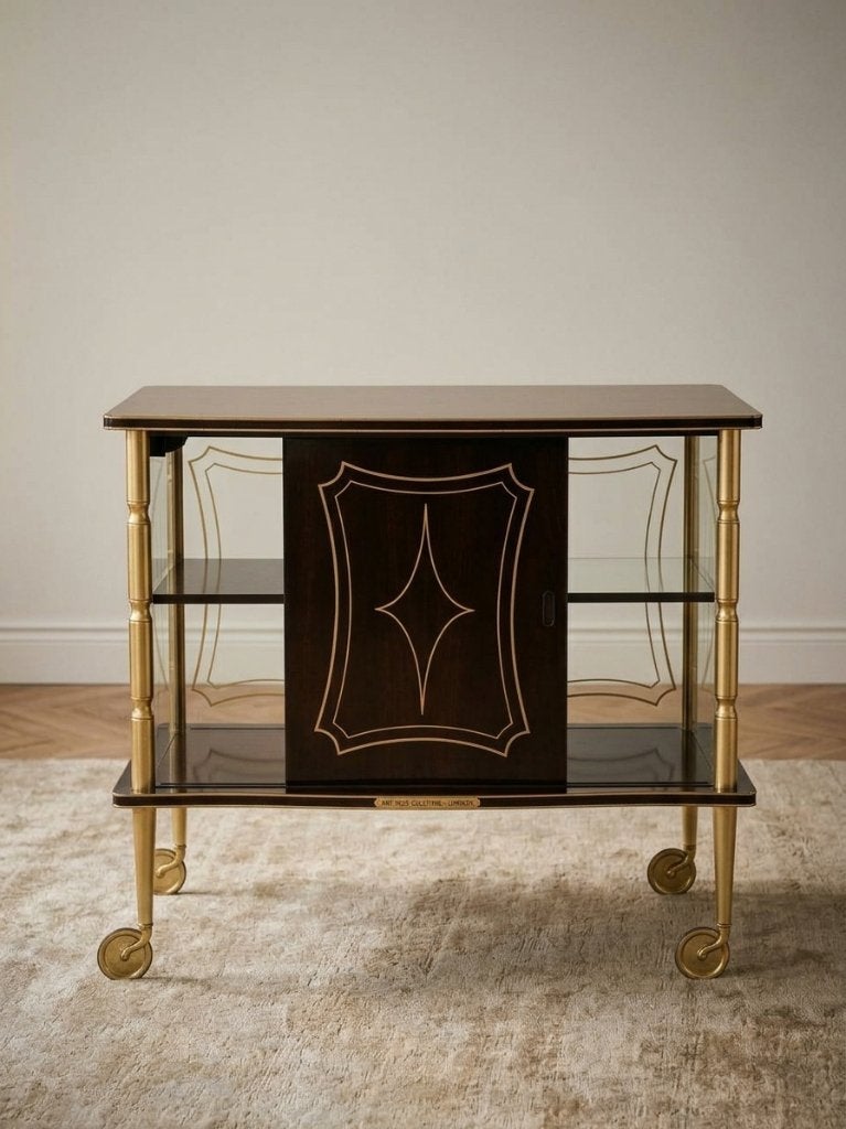 Vintage Mid-Century Bar- en Serveerwagen, Huis en Inrichting, Ophalen, Zo goed als nieuw