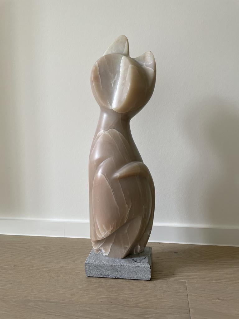 Beeld kat in speksteen, Ophalen, Overige onderwerpen, Handgemaakt, 20 - 50 cm