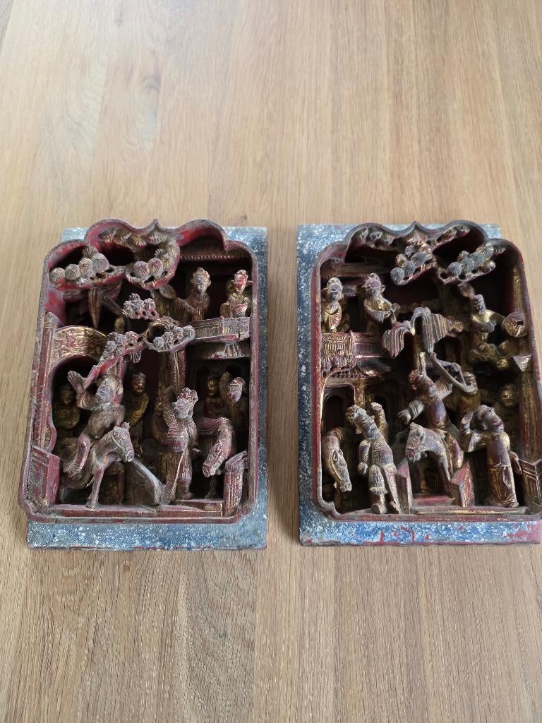 Chinese houten panelen, Bois, Asie, Doré, Enlèvement