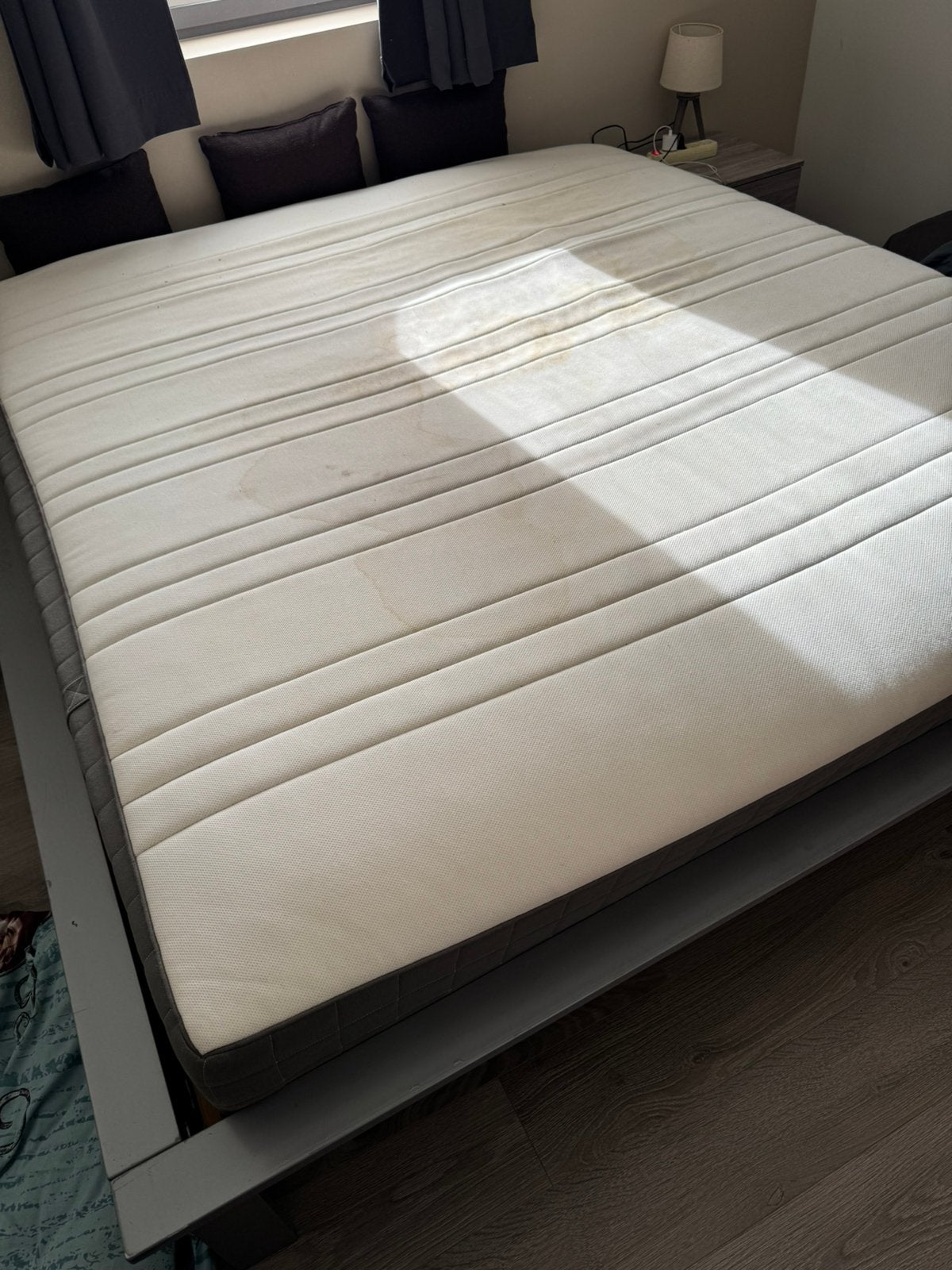 Bed 1m80, Gris, Enlèvement, Utilisé, 180 cm